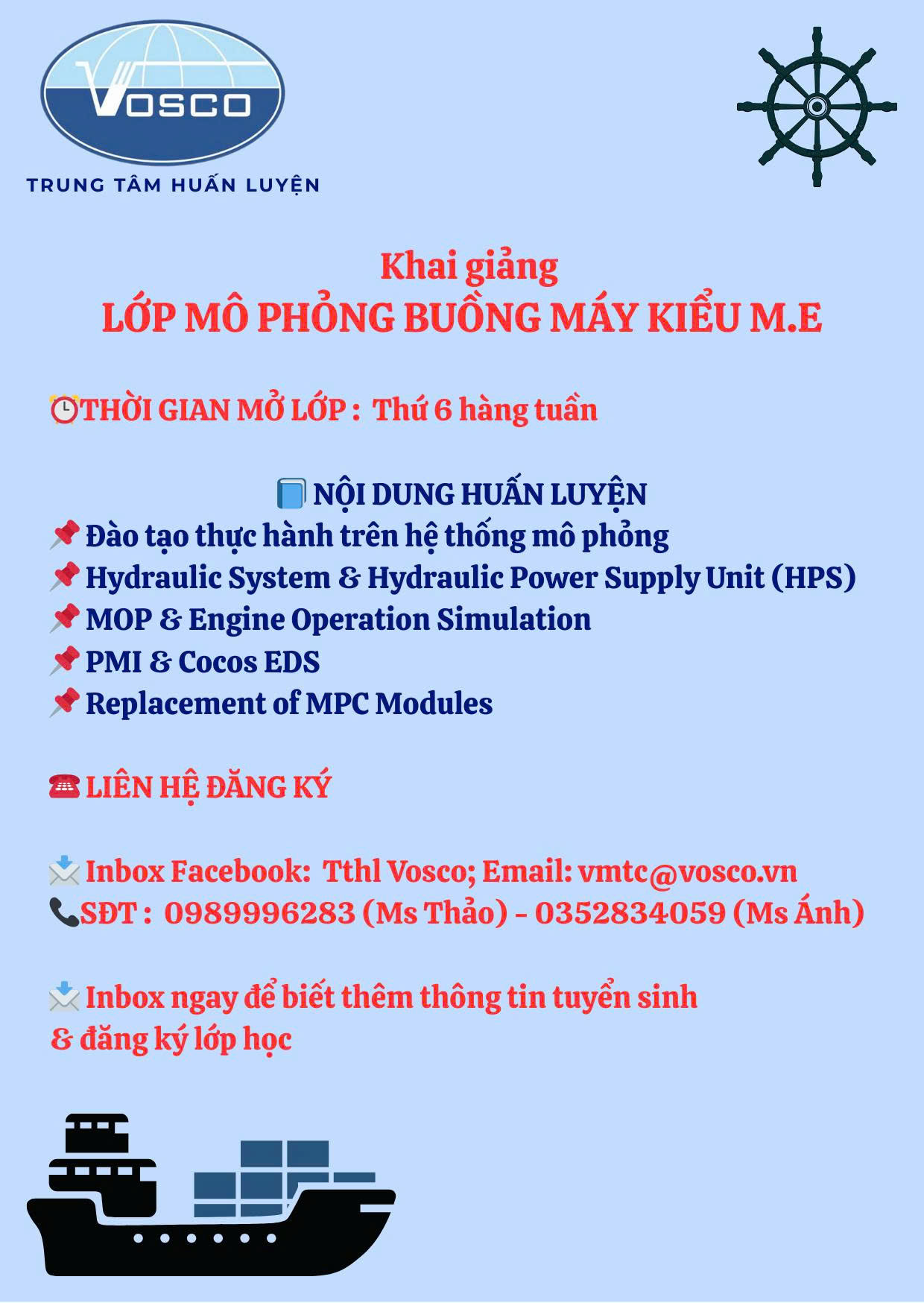 KHAI GIẢNG LỚP MÔ PHỎNG BUỒNG MÁY KIỂU M.E